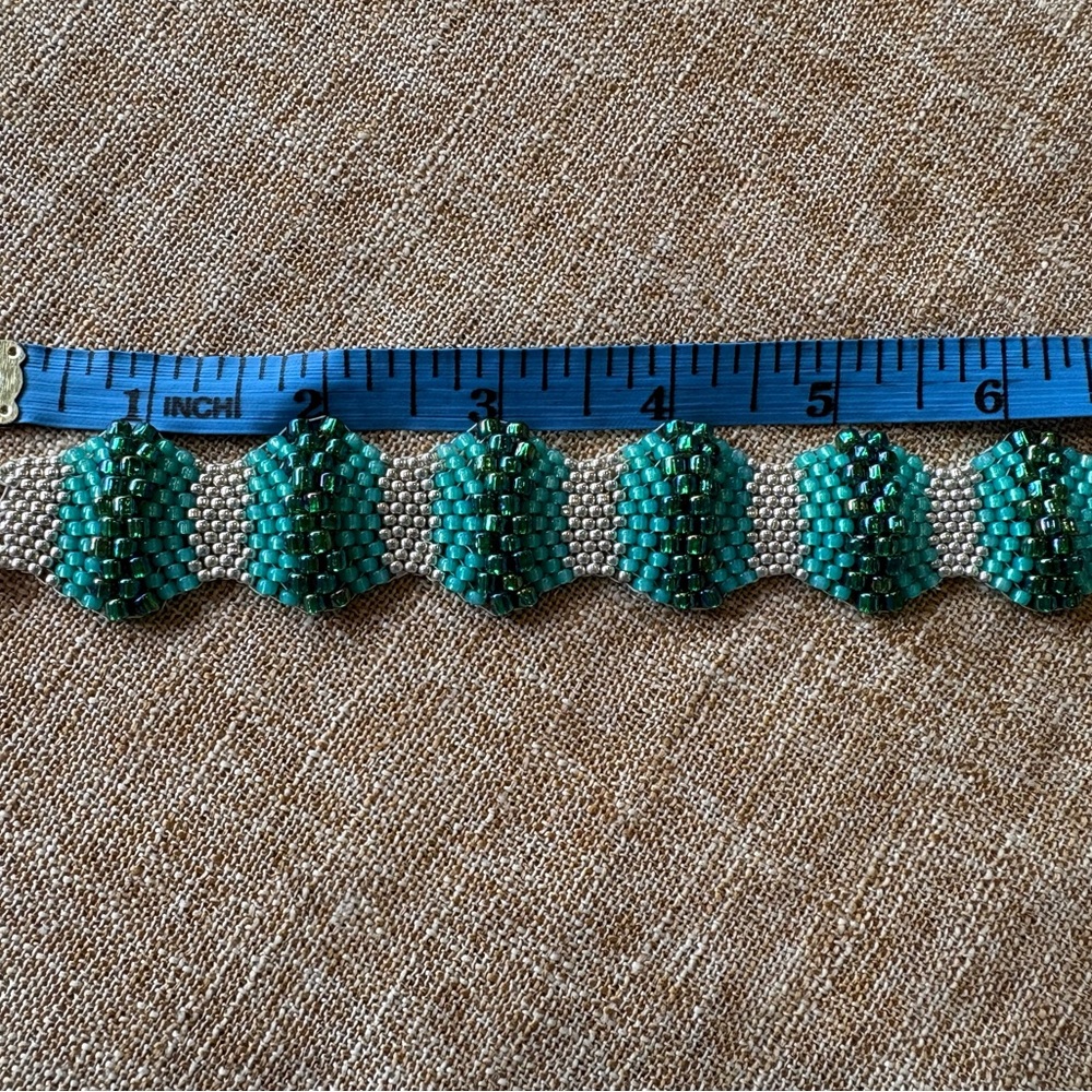 Green Textured Bracelet with Dimensional Design